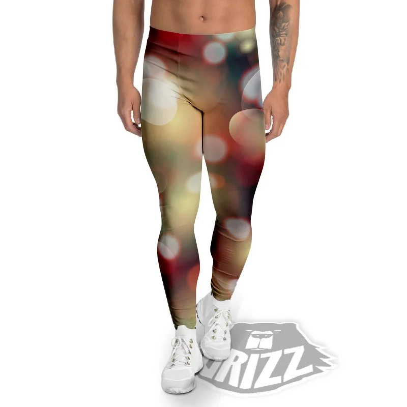 Christmas Defocused Lights Print Men's Leggings