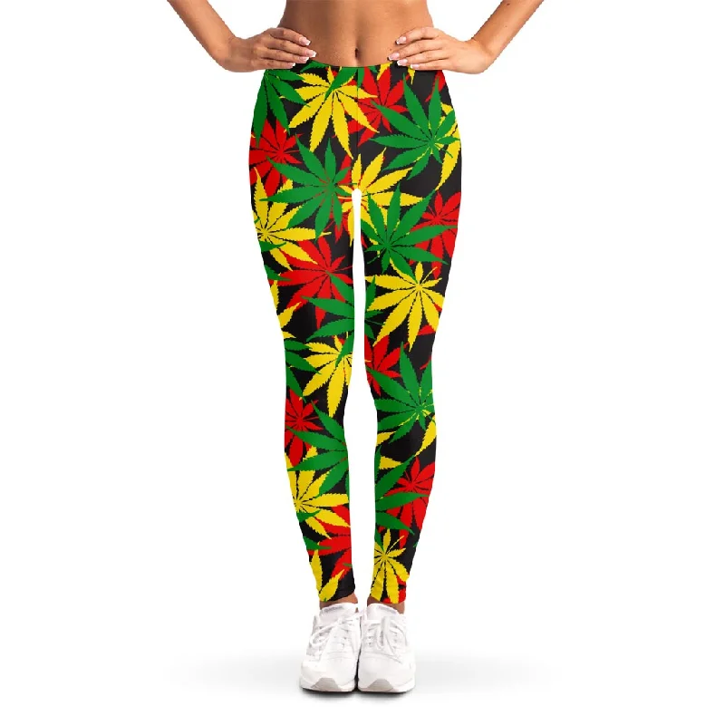 Classic Hemp Leaves Reggae Pattern Print Women's Leggings