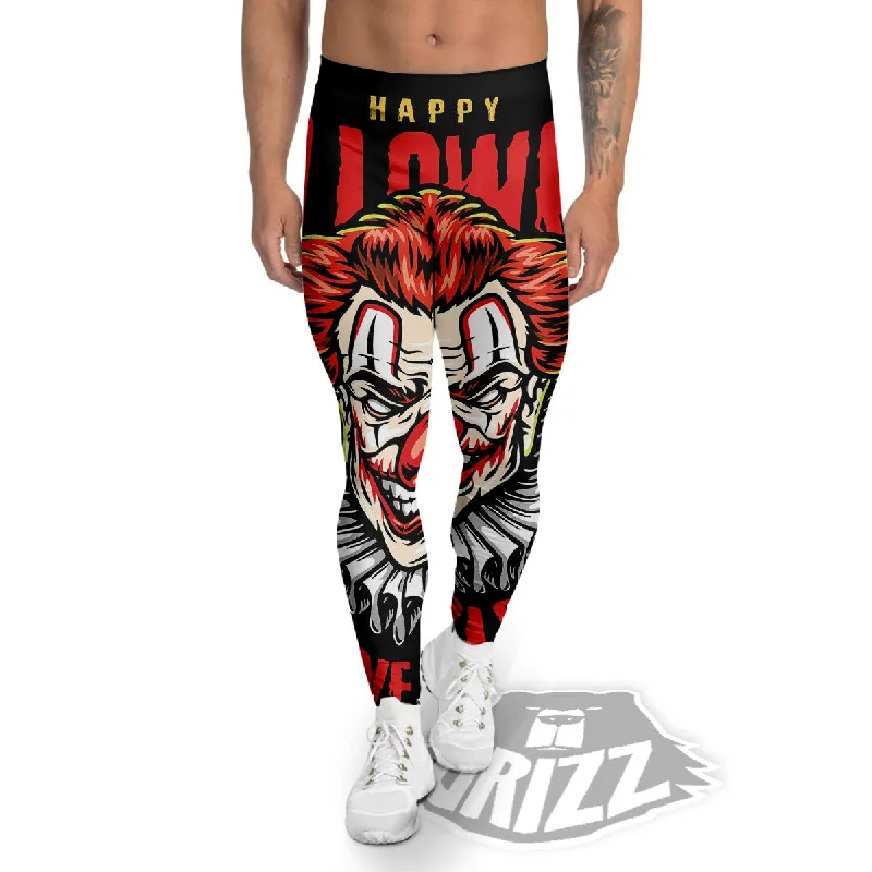 Clown Halloween Print Men's Leggings