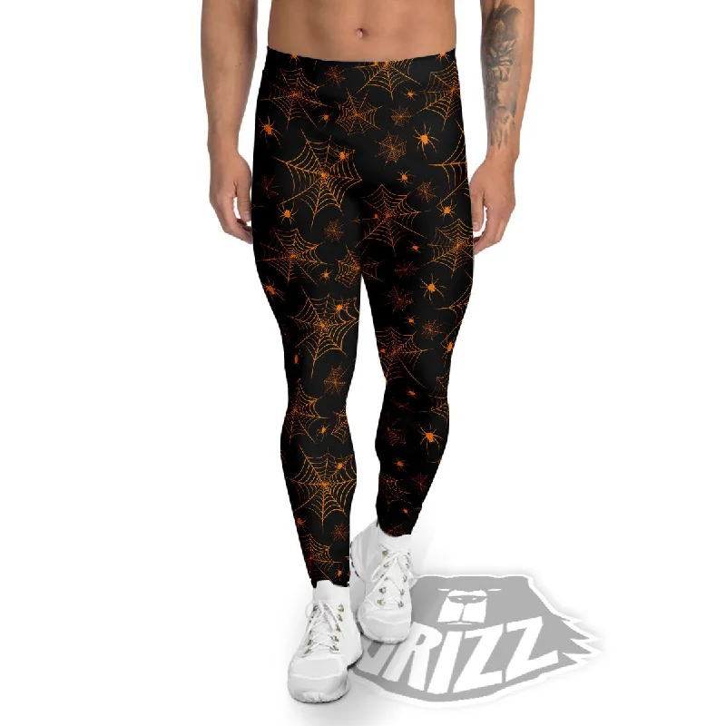 Cobweb Halloween Print Pattern Men's Leggings