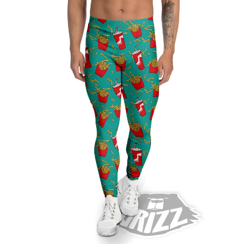 Cola And French Fries Print Pattern Men's Leggings