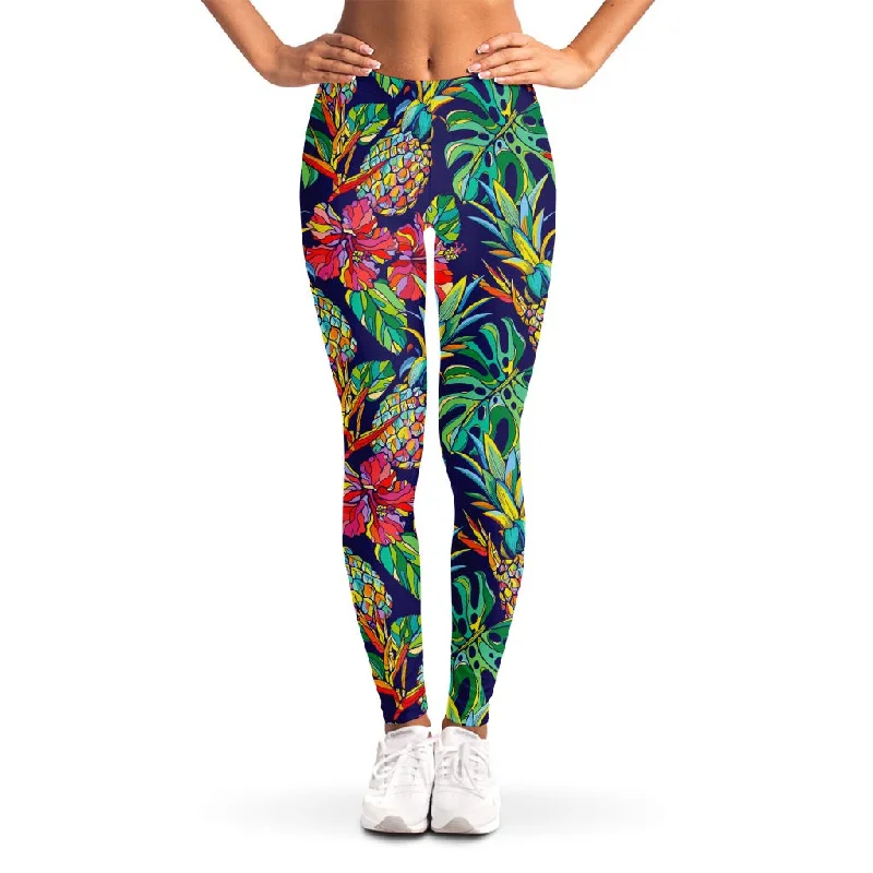 Colorful Aloha Pineapple Pattern Print Women's Leggings