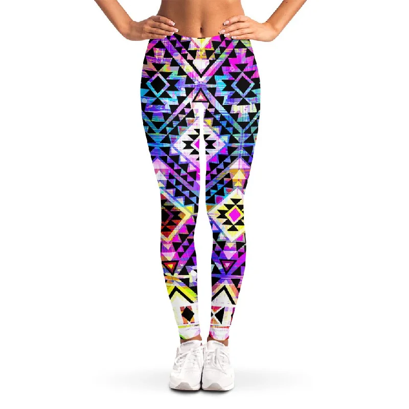 Colorful Aztec Pattern Print Women's Leggings