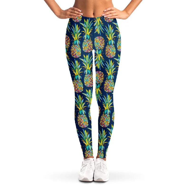 Colorful Pineapple Pattern Print Women's Leggings