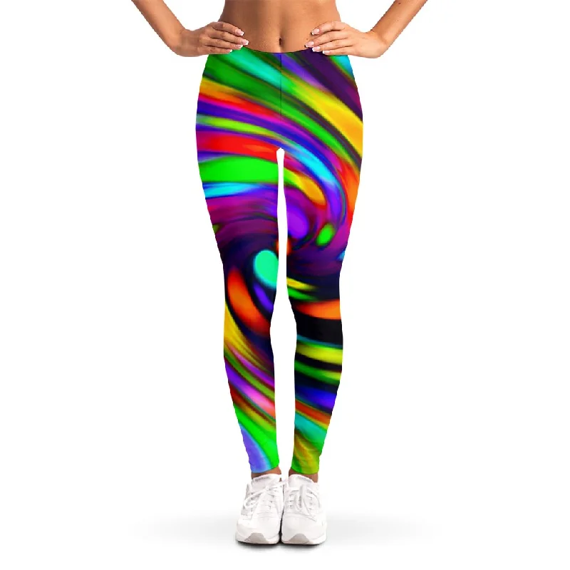 Colorful Spiral Trippy Print Women's Leggings