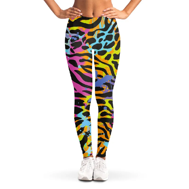 Colorful Zebra Leopard Pattern Print Women's Leggings