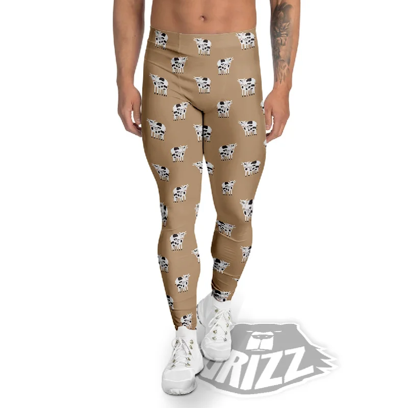 Cow Cute And Baby Cow Print Pattern Men's Leggings