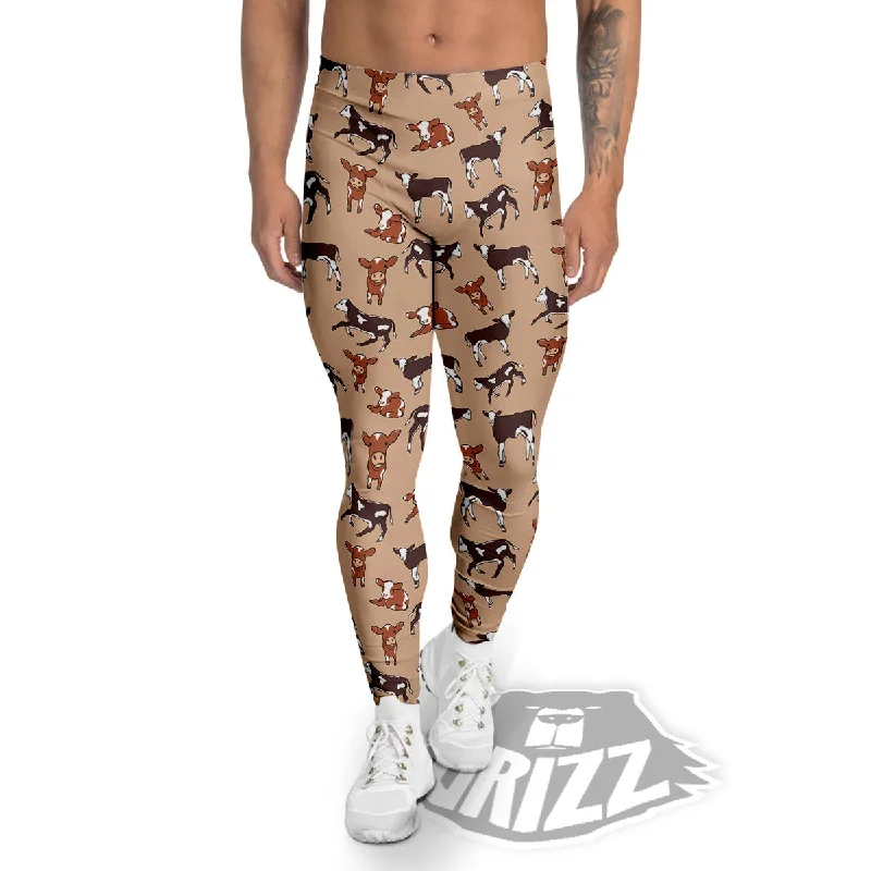 Cow Doodle Print Pattern Men's Leggings