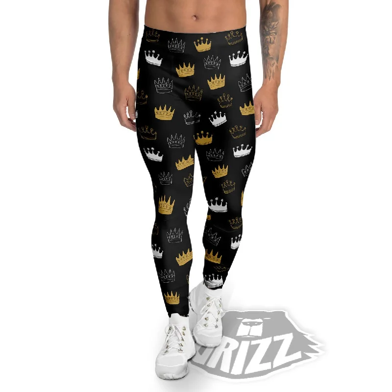 Crown Doodle Print Pattern Men's Leggings