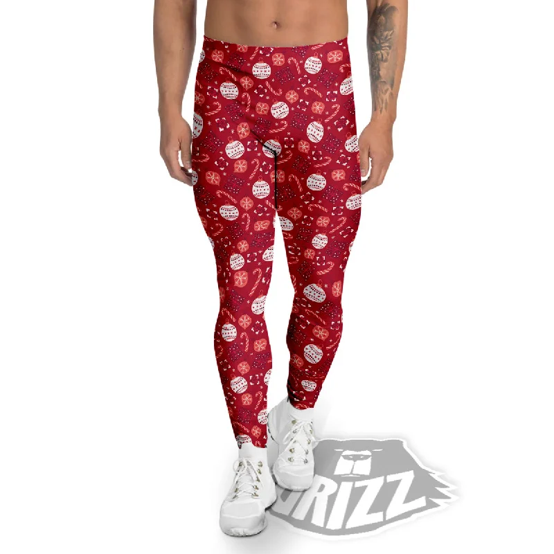 Cute Christmas Elements Print Pattern Men's Leggings