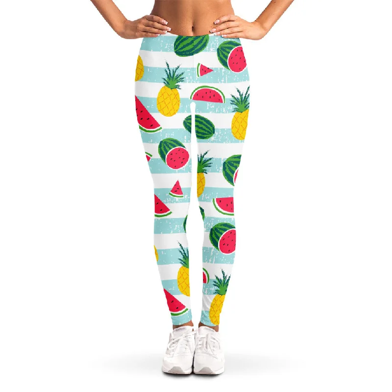 Cute Pineapple Watermelon Pattern Print Women's Leggings