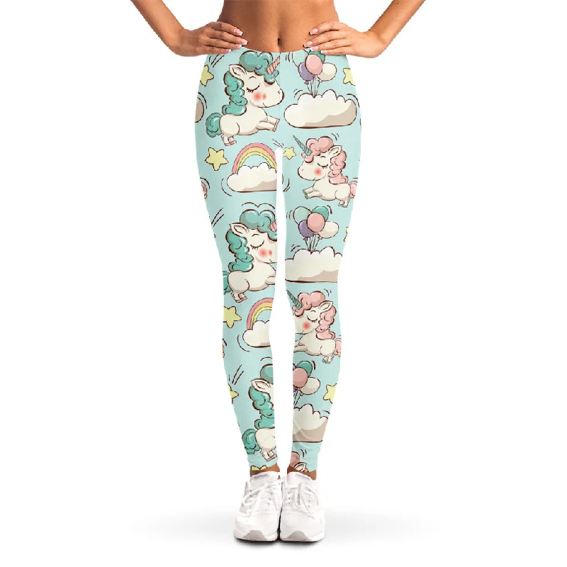 Cute Rainbow Unicorn Pattern Print Women's Leggings