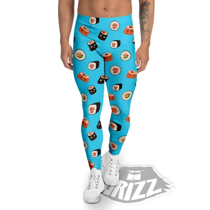 Cute Sushi Rolls Print Pattern Men's Leggings