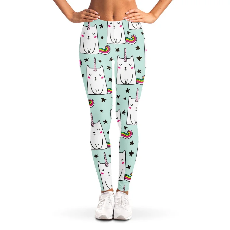 Cute Unicorn Cat Pattern Print Women's Leggings