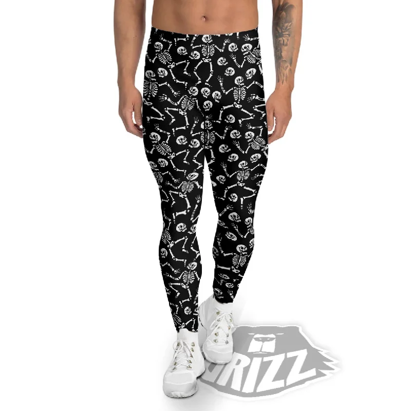 Dancing Party Skeleton Print Pattern Men's Leggings