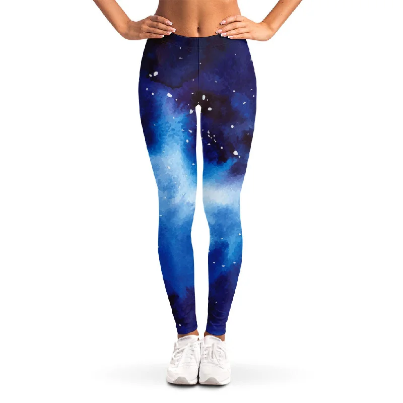 Dark Blue Galaxy Space Print Women's Leggings