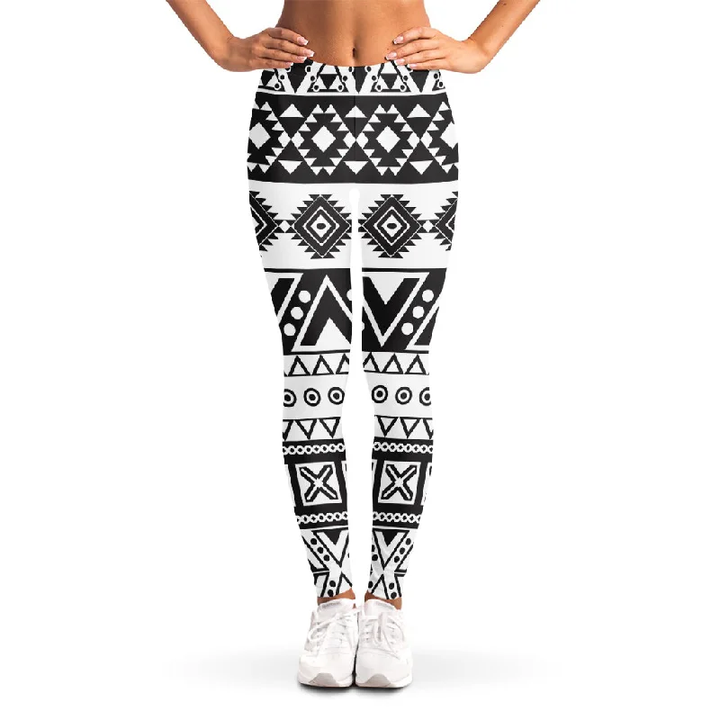 Dark Grey Aztec Pattern Print Women's Leggings