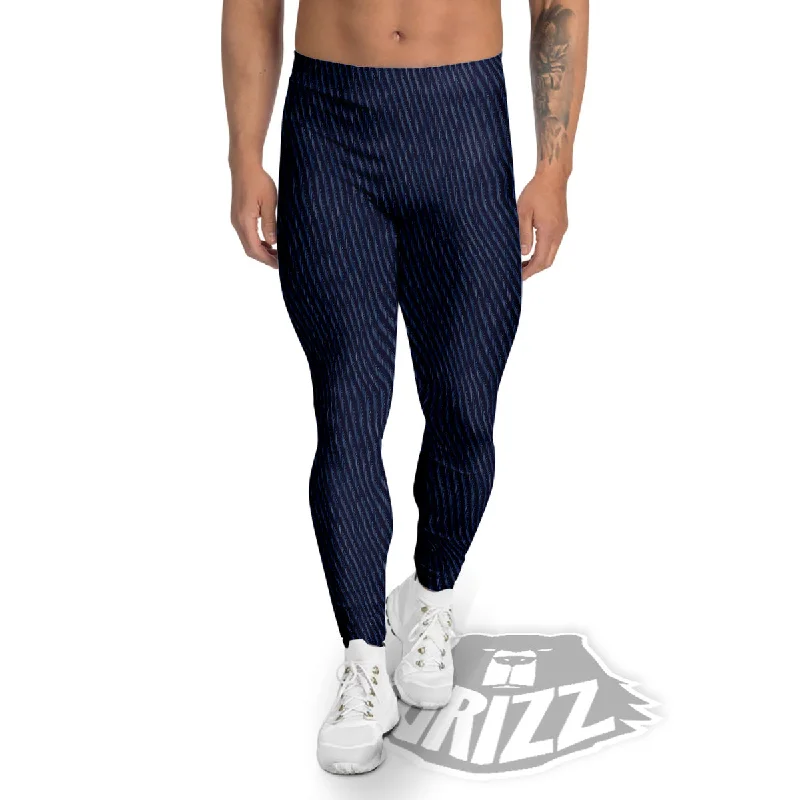 Denim Jeans Dark Blue Print Men's Leggings