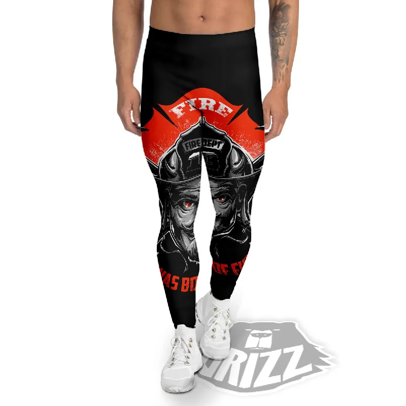 Devil Firefighter Print Men's Leggings