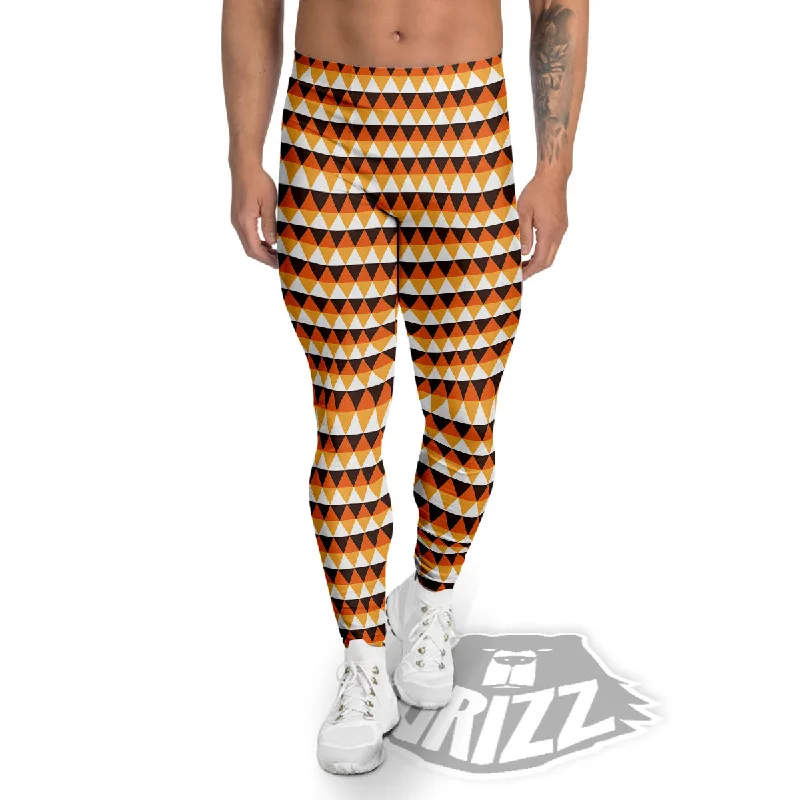 Diamond Shape Halloween Print Pattern Men's Leggings