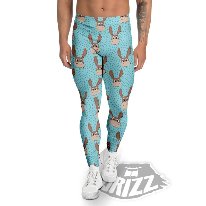 Donkey Cute Cartoon Print Pattern Men's Leggings