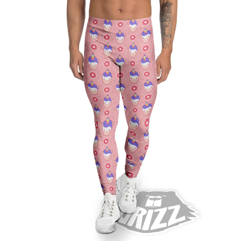 Donut Girly Unicorn Print Pattern Men's Leggings