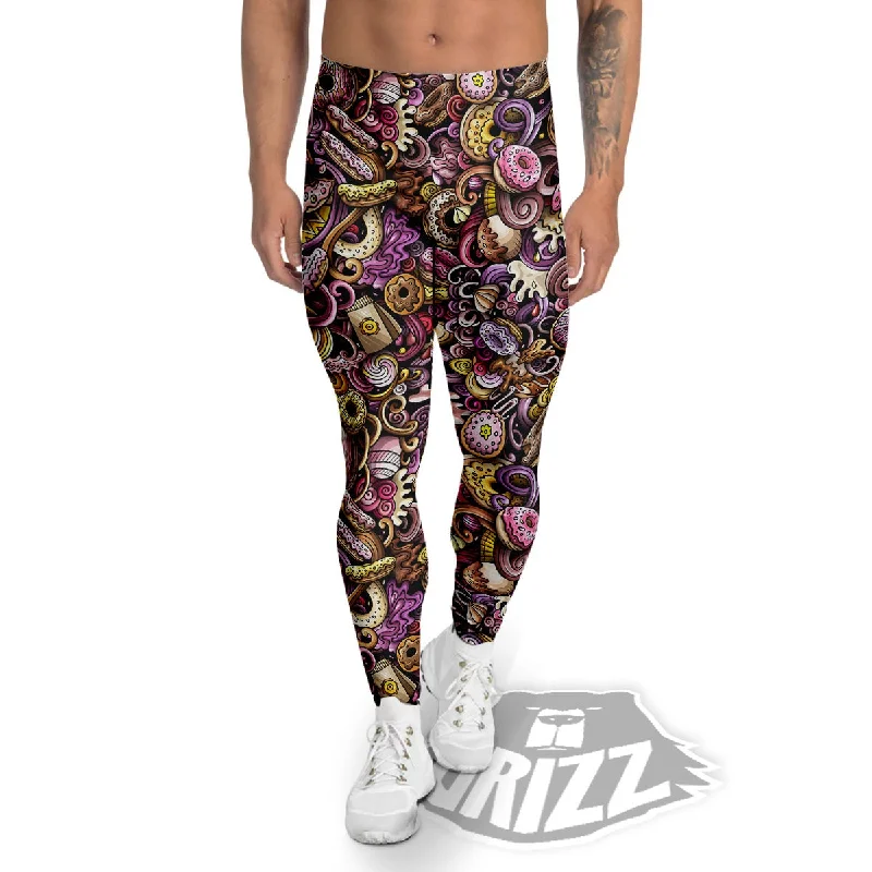 Donut Graffiti Print Pattern Men's Leggings