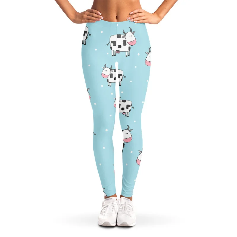 Doodle Cow Pattern Print Women's Leggings