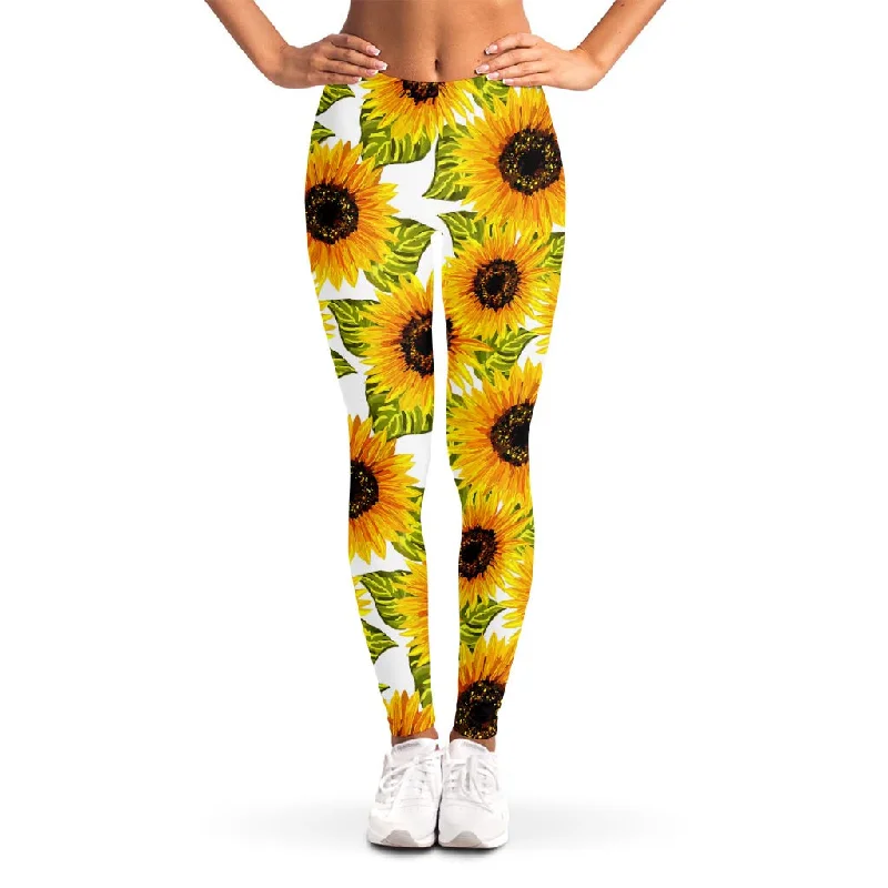 Doodle Sunflower Pattern Print Women's Leggings