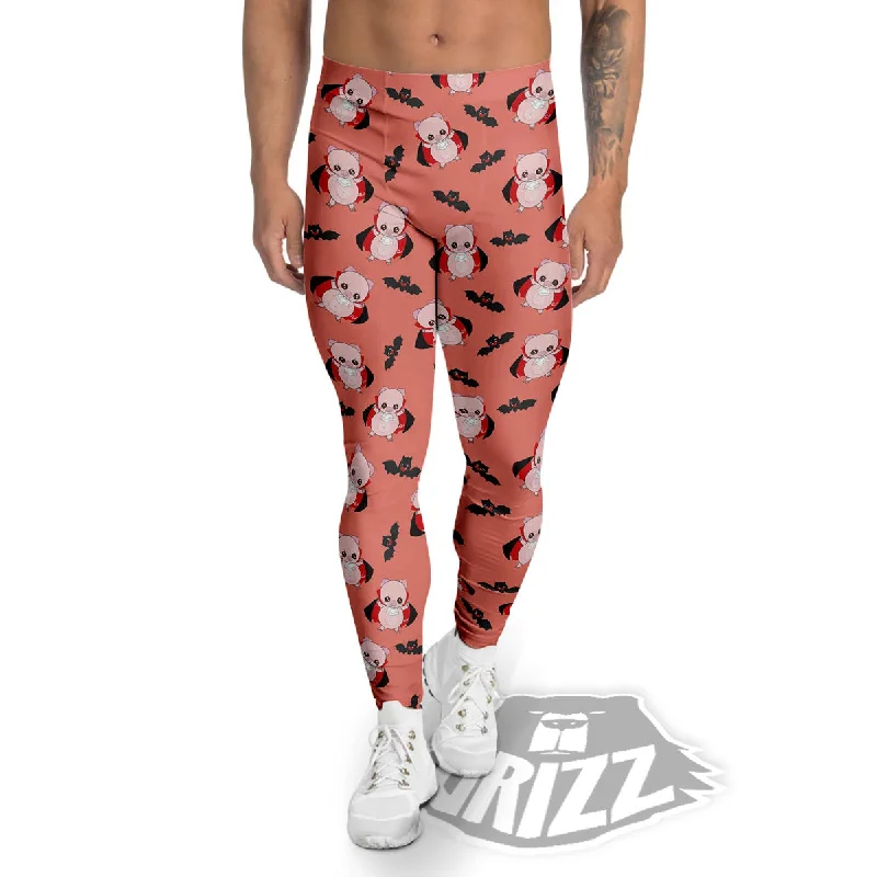 Dracula Pig Print Pattern Men's Leggings