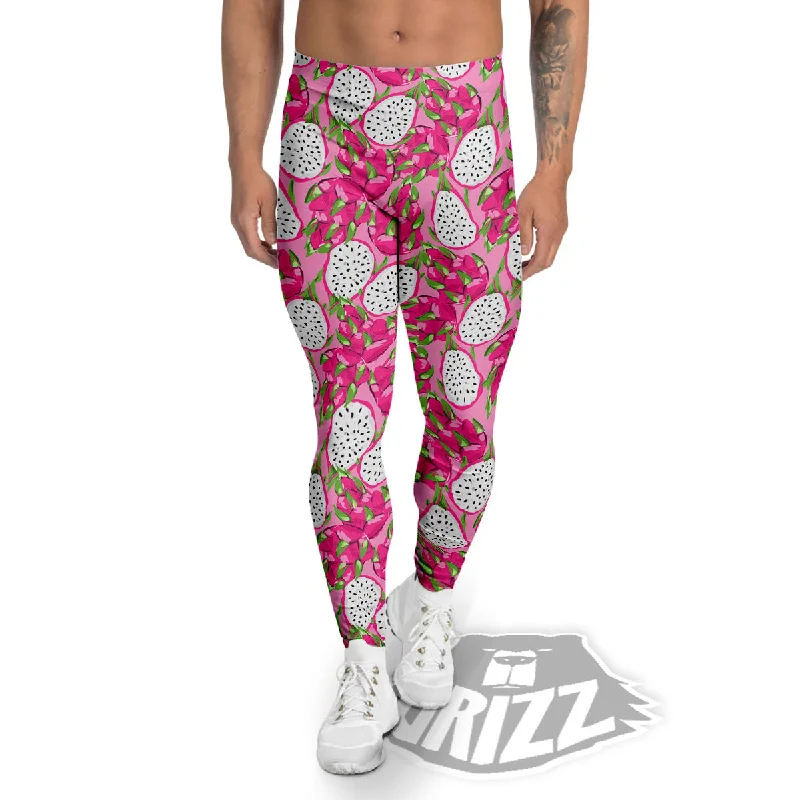 Dragon Fruit Print Pattern Men's Leggings