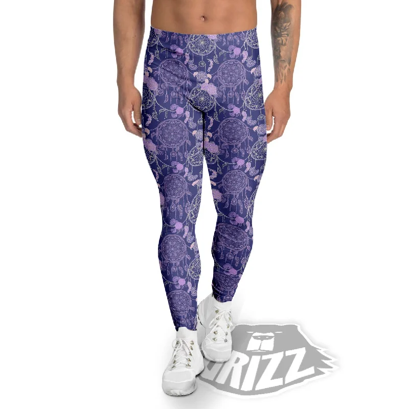 Dream Catcher Floral Print Pattern Men's Leggings