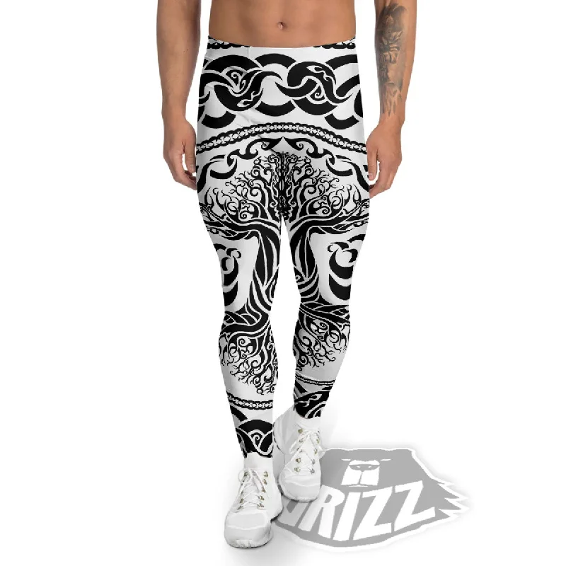 Druidic Yggdrasil Tree Print Men's Leggings