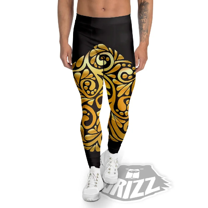 Easter Egg Gold Print Men's Leggings