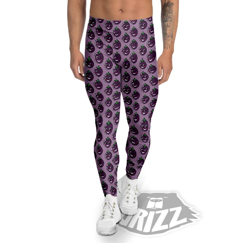 Eggplant Cute Print Pattern Men's Leggings