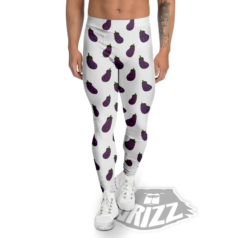 Eggplant Funny Print Pattern Men's Leggings