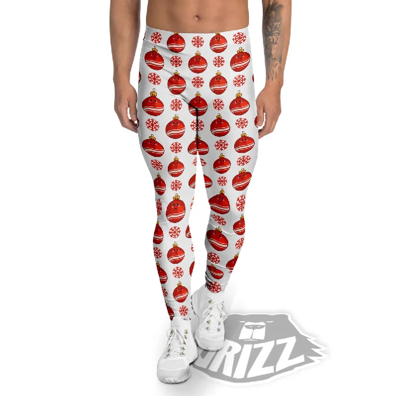 Emoji Cute Christmas Print Pattern Men's Leggings