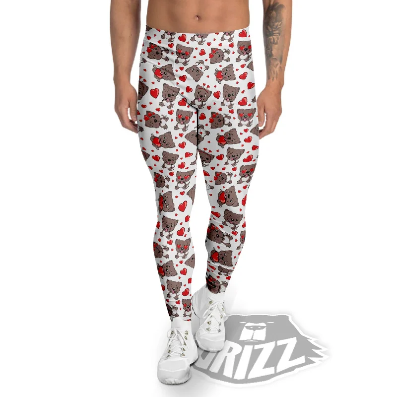 Emoji Cute Dog Print Pattern Men's Leggings