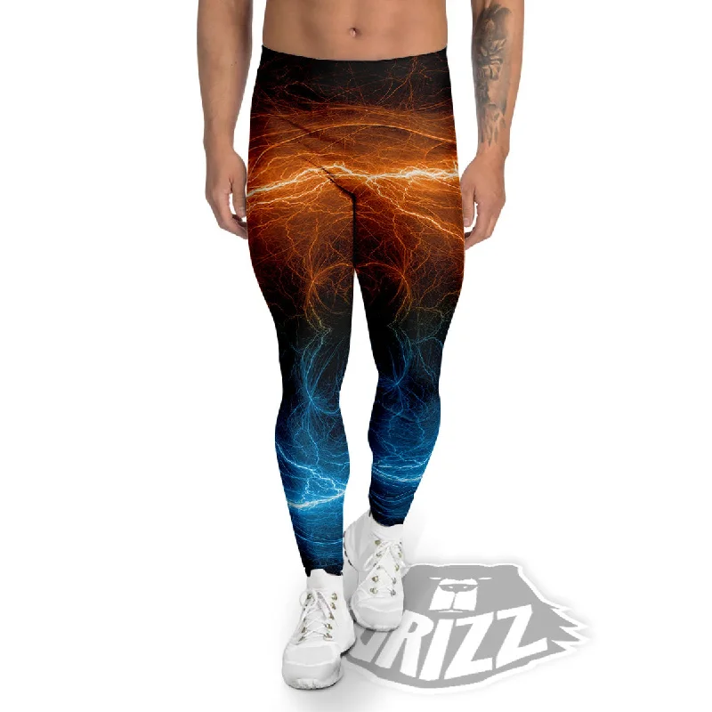 Energy Ice And Fire Print Men's Leggings