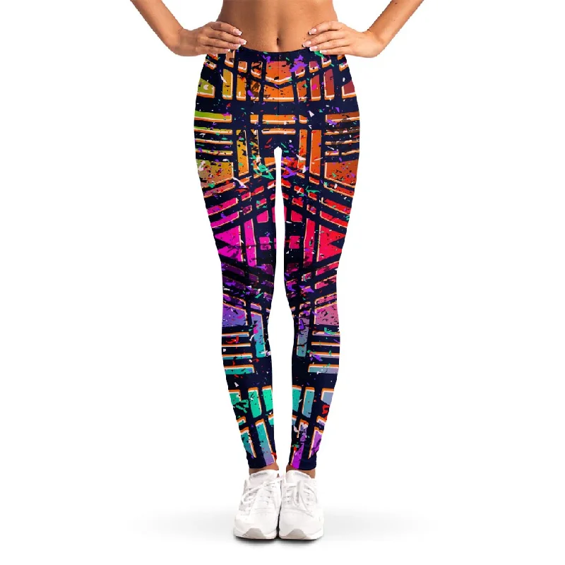 Ethnic Aztec Grunge Trippy Print Women's Leggings