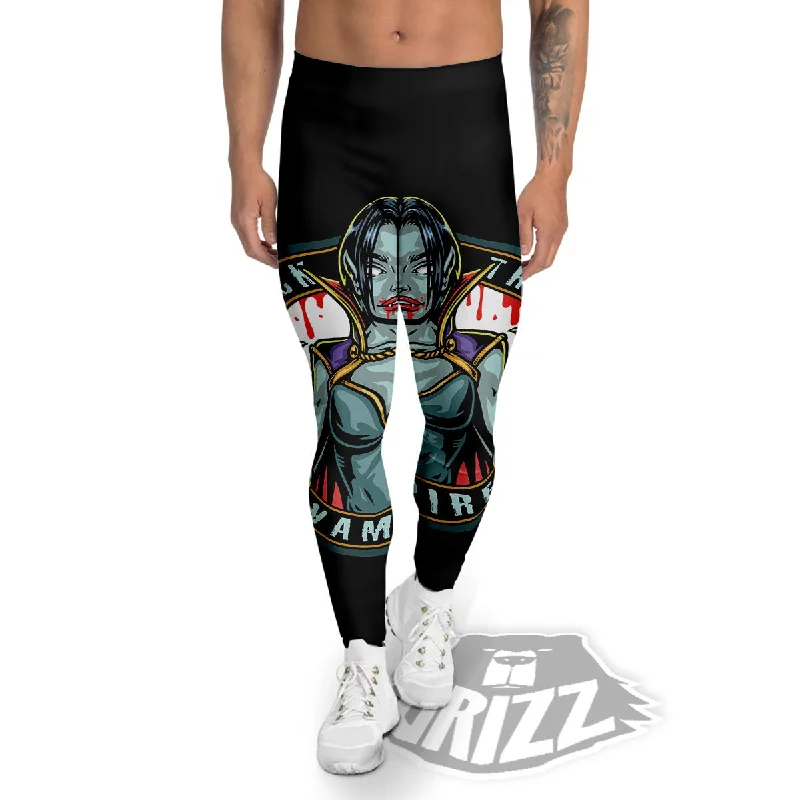 Evil Vampire Halloween Print Men's Leggings