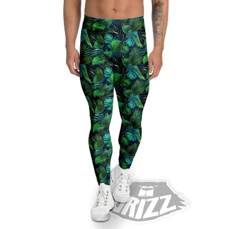 Exotic Leaf Tropical Print Pattern Men's Leggings