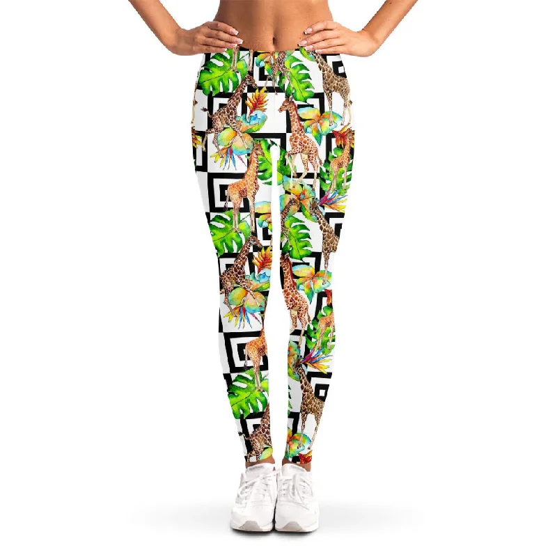 Exotic Tropical Giraffe Pattern Print Women's Leggings