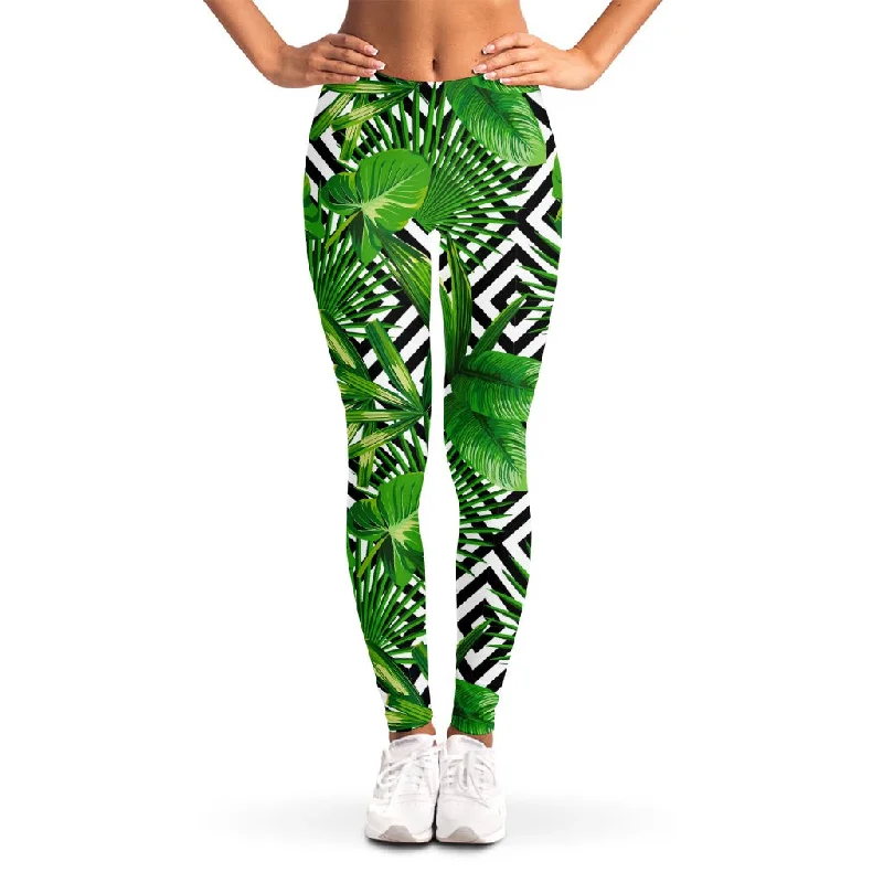 Exotic Tropical Leaves Pattern Print Women's Leggings