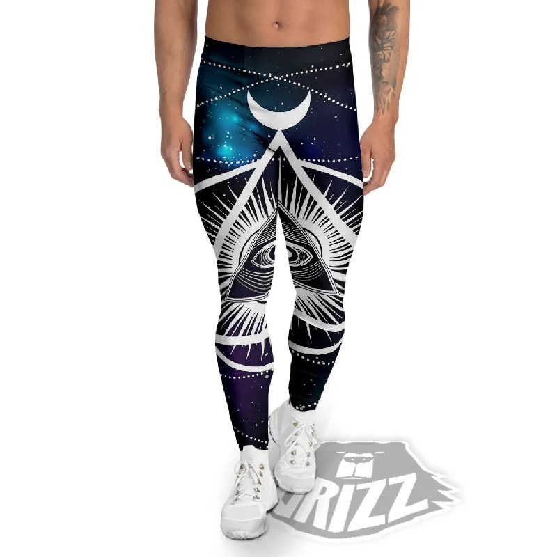 Eye Of Providence Galaxy Print Men's Leggings