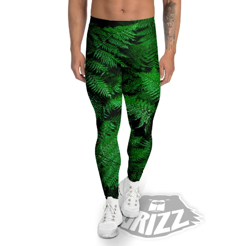 Fern Leaf Green Print Men's Leggings