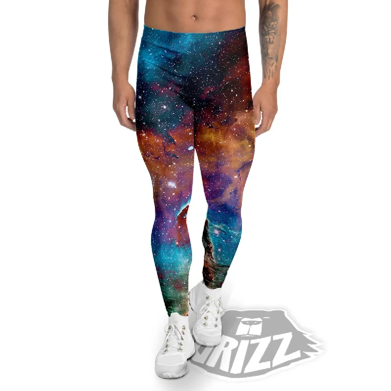 Fiery Universe Nebula Galaxy Space Print Men's Leggings