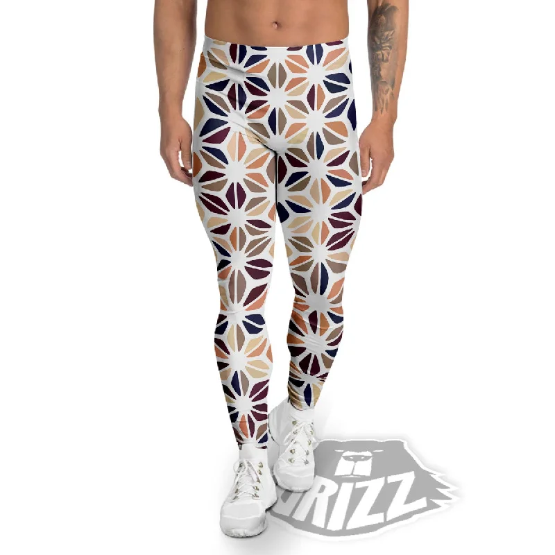 Floral Geometric Print Men's Leggings