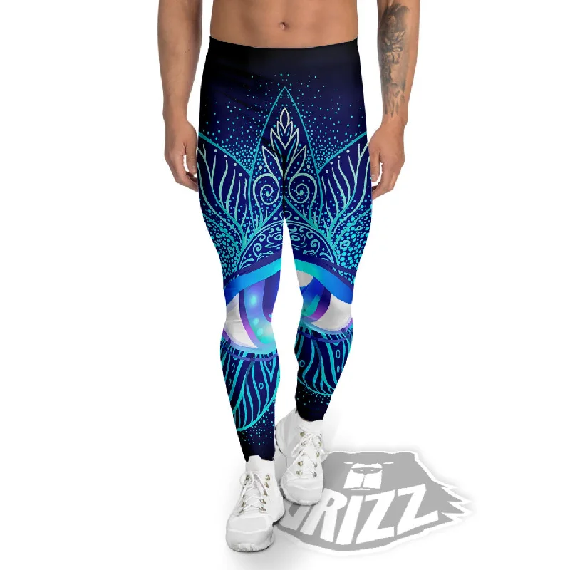 Flower Eye Of Providence Print Men's Leggings