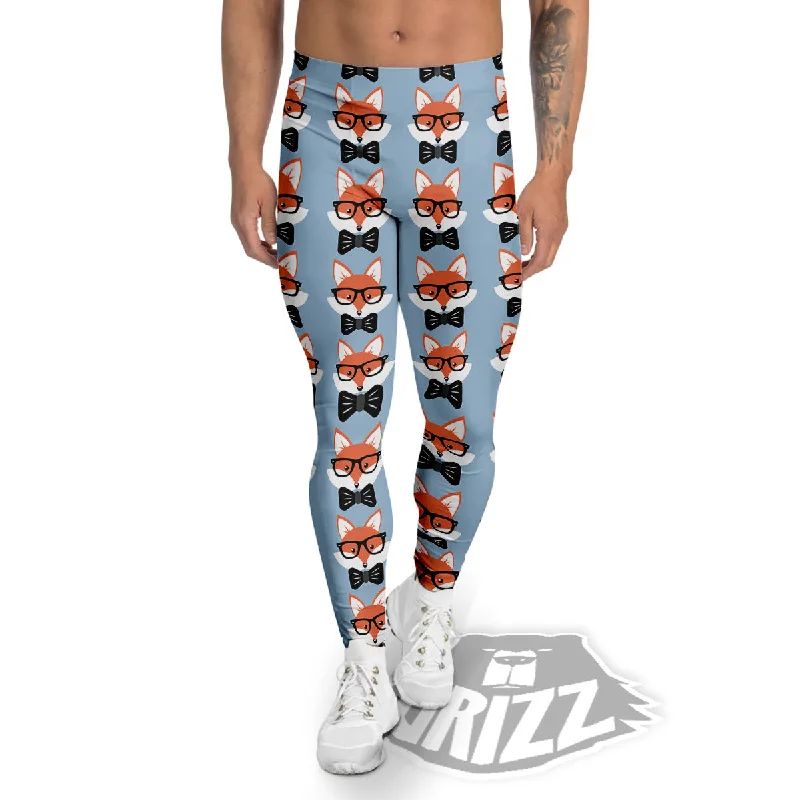 Fox With Glasses Print Pattern Men's Leggings